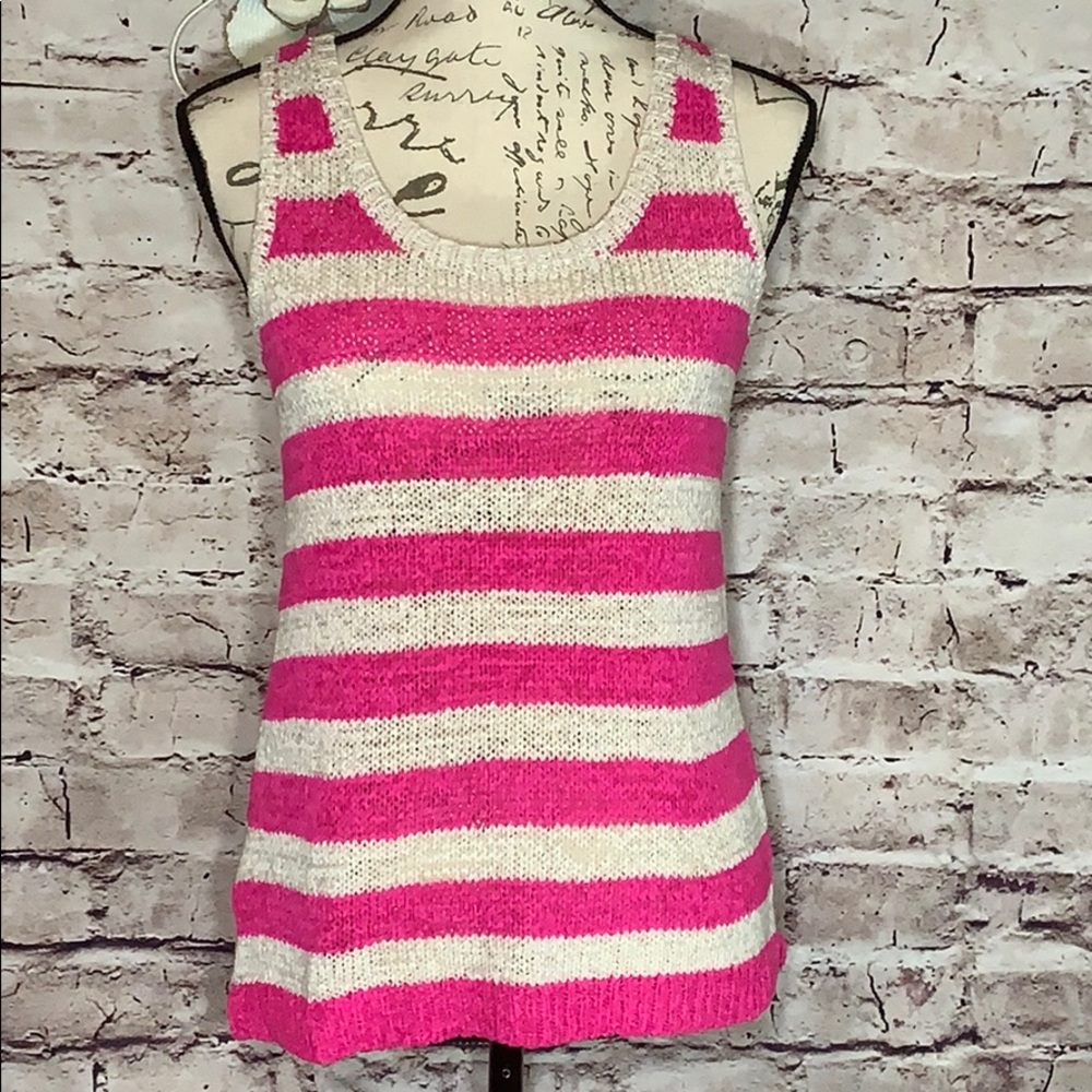 LOFT NWT Pink and cream sweater tank